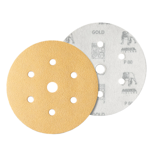 Фото товара "GOLD Шлифовальный бумажный диск, специальный оксид алюминия, 7 отверстий, 150 мм, Р320"