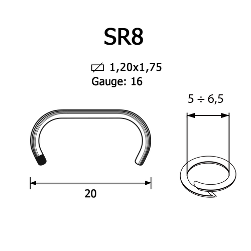 Фото товара "SR8 C-RING Скоба обжимная 20/1,2x1,75  мм (40/2,5)"